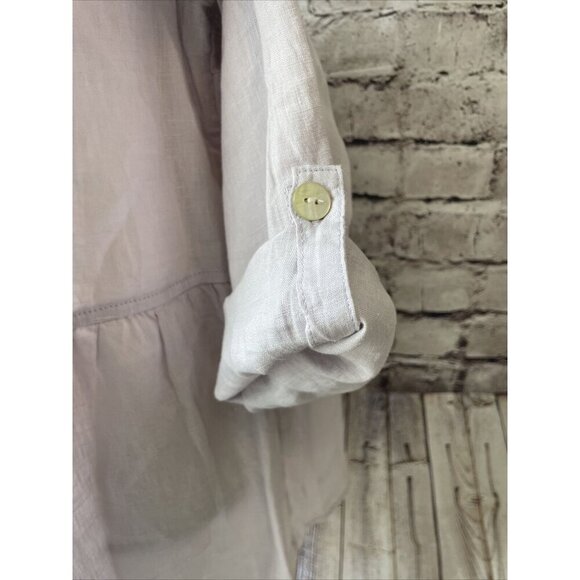 Sigrid Olsen 100% Linen Womens M Lavender Blouse Tunic Button Down Lagenlook - Picture 5 of 6